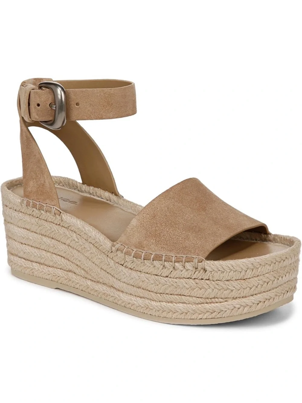 Vince Tan Suede Espadrille Wedge Sandals